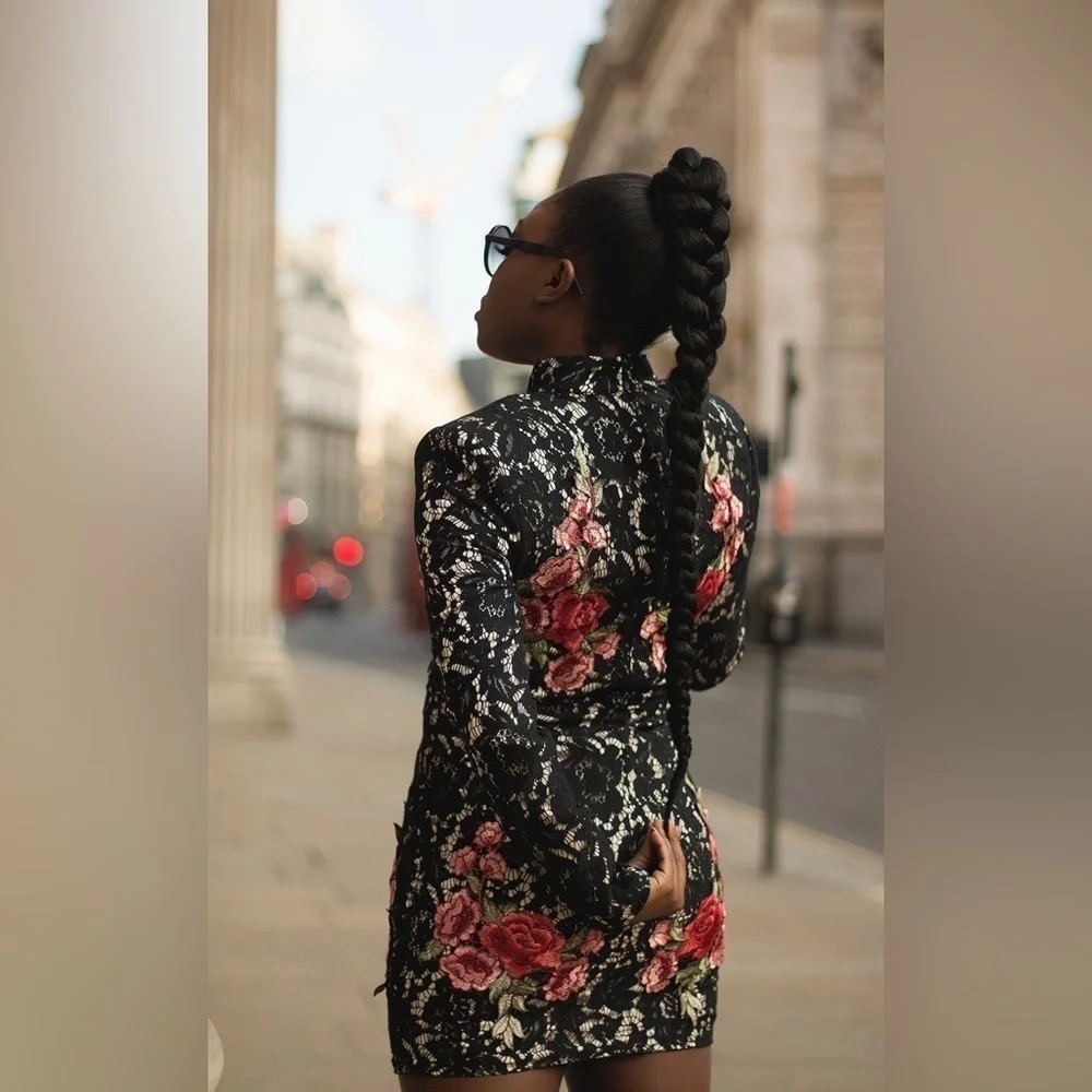 Missguided x Peace & Love Floral Lace High Neck Dress limited collection size 8 - Picture 3 of 12